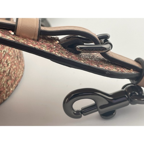 Coach Novelty Strap Rose Gold Glitter Leather Crossbody Gunmetal Hardware - Picture 9 of 12